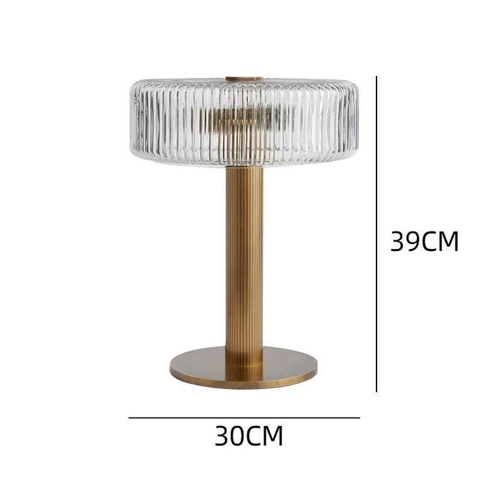 Elegant Ribbed Glass and Gold Table Lamp