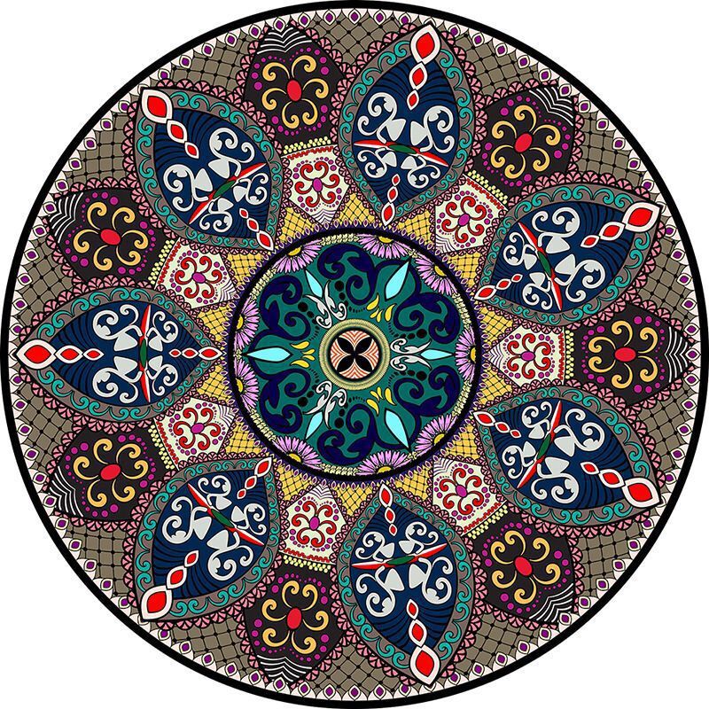 Circular Vintage Floral Area Rug Kalsten