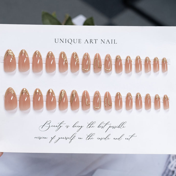 Elegant Gold-Trimmed Stiletto Press-On Nails