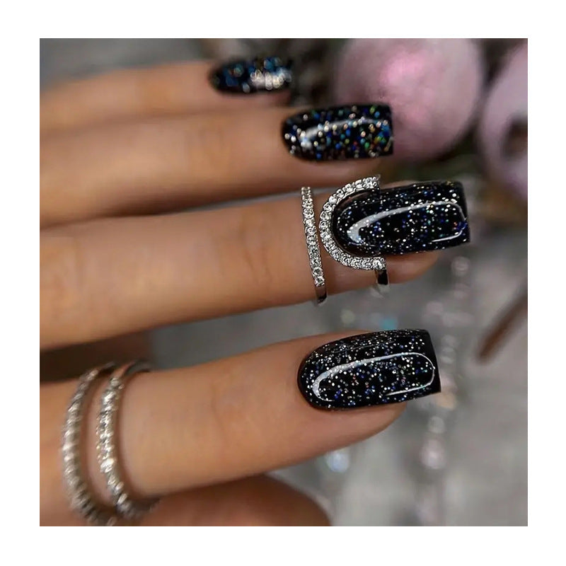 Glittery Galaxy Nail Art Extensions