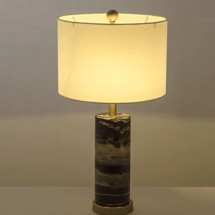 Marble Base Table Lamp with Elegant Fabric Shade