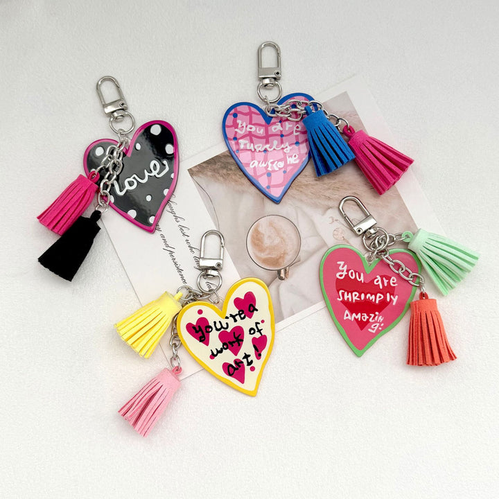 Quirky Heart Charm Keychain Kalsten