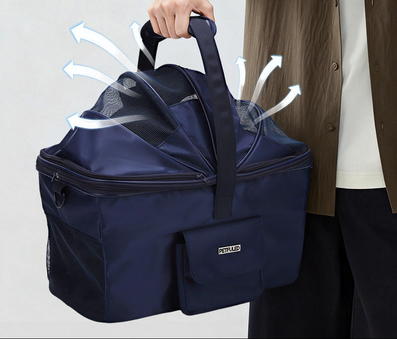 collapsible breathable pet carrier bag with reinforced base and padded handles Kalsten
