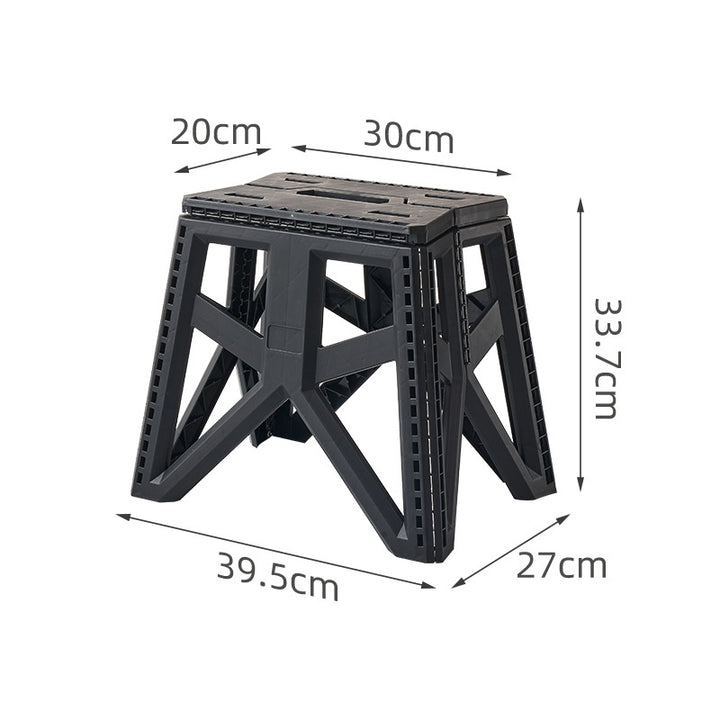 Compact foldable step stool made of shatterproof plastic with carrying handle and non-slip feet