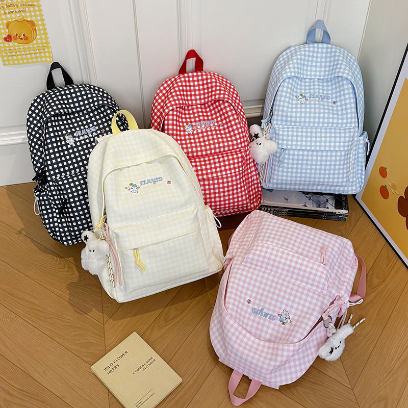 Cute Gingham Patterned Backpack Kalsten