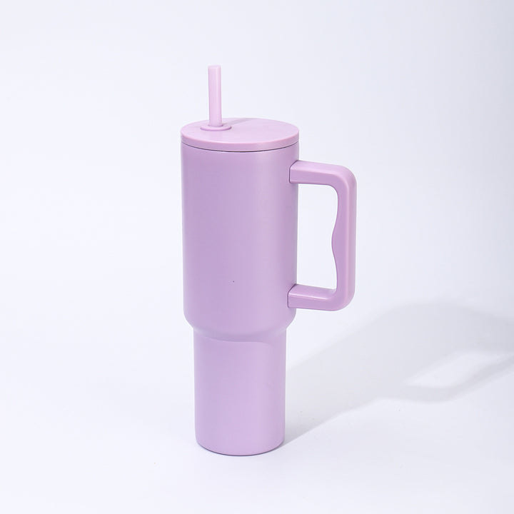 Double-Wall Insulated Travel Tumbler With Ergonomic Handle And Removable Straw