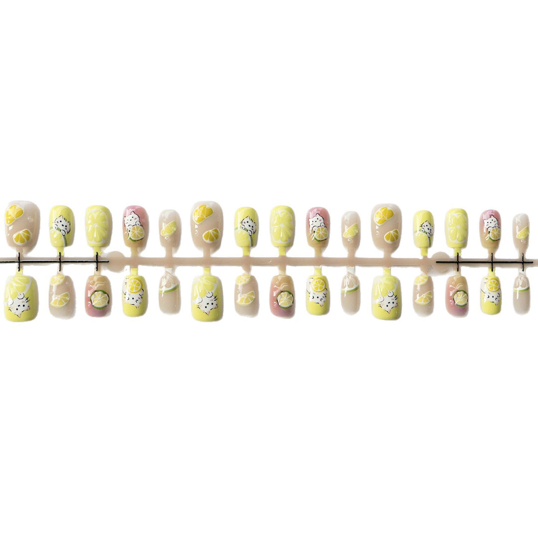 Playful Citrus-Inspired Press-On Nail Art Set