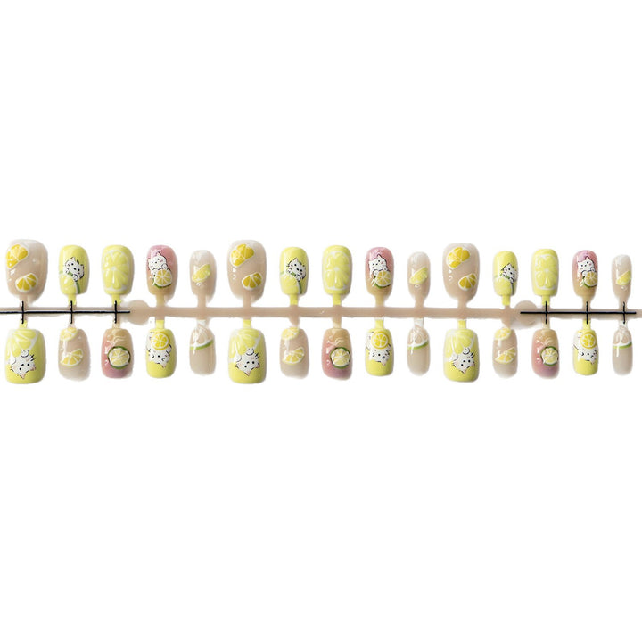 Playful Citrus-Inspired Press-On Nail Art Set
