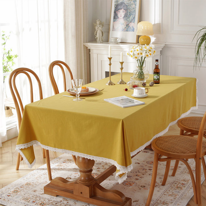 Elegant Lace Trimmed Tablecloth