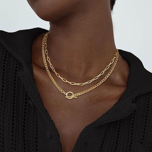 Elegant Silver Layered Chain Necklace Kalsten