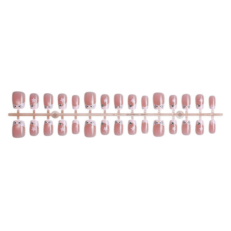 Artistic Cat-Themed Press-On Nail Set