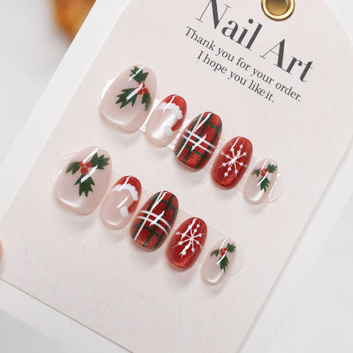 Festive Holiday-Themed Press-On Nails