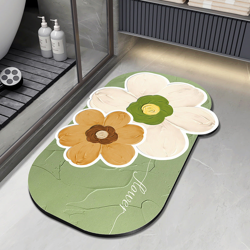 Floral Design Plush Bath Mat Kalsten