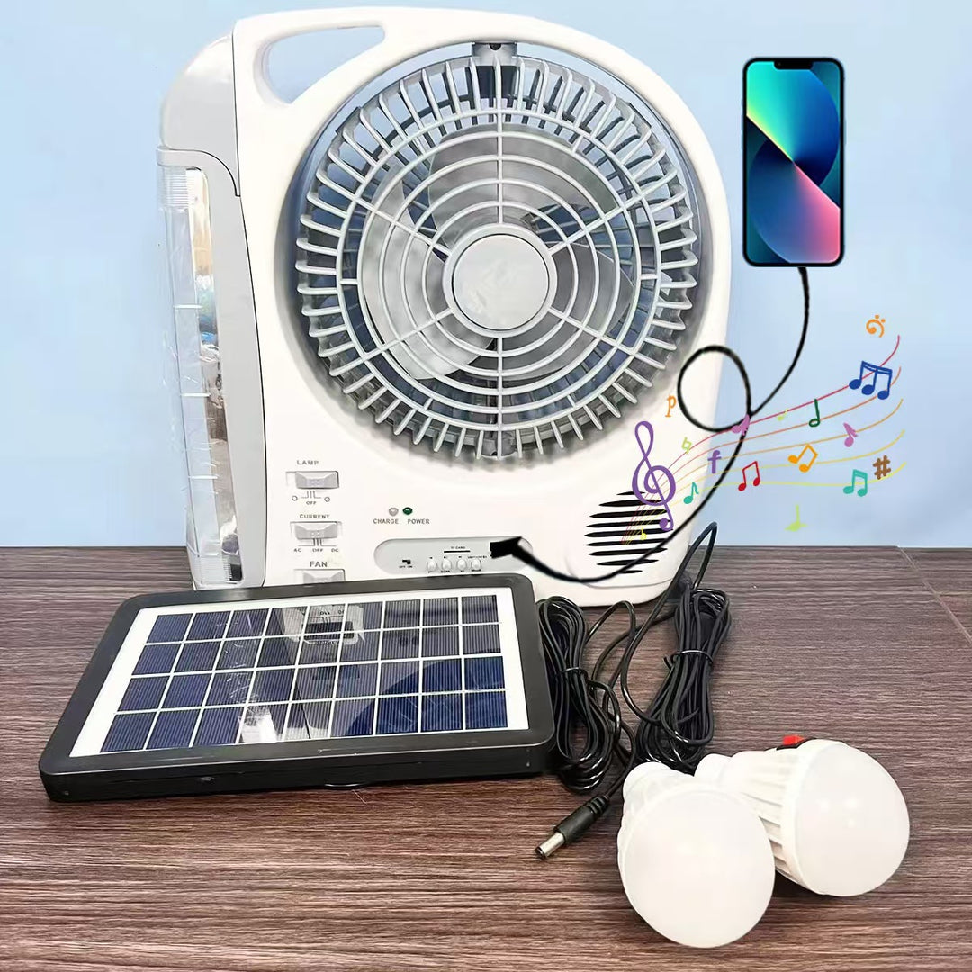 Unisex portable solar-powered fan with LED lamp Kalsten