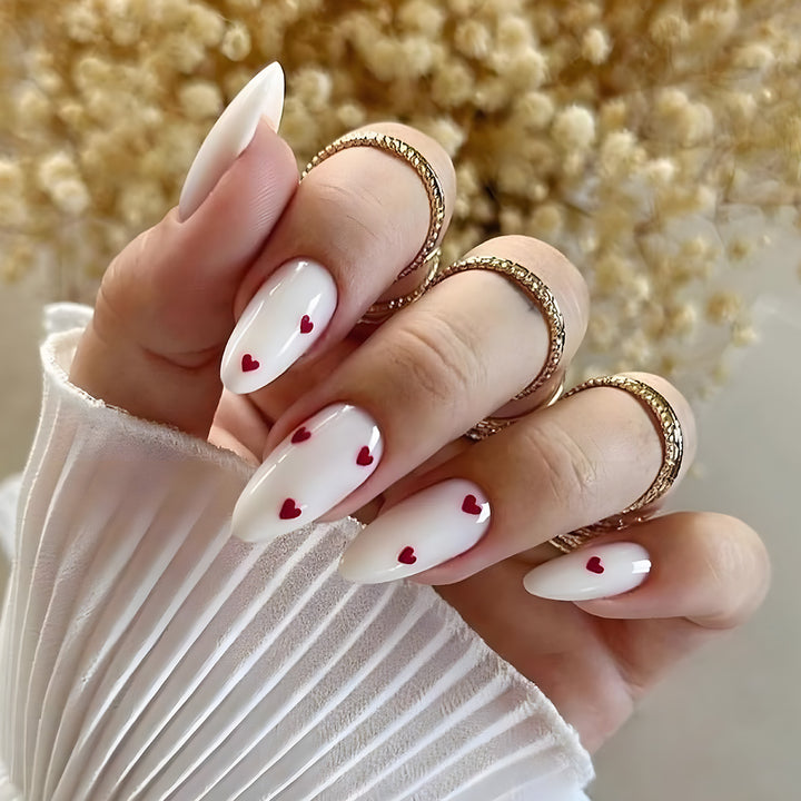 Heart-Embellished Press-On Nails Kalsten