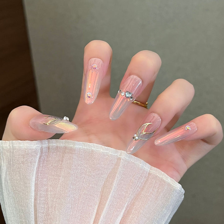 Elegant Nail Art Extensions with Pearl Accents Kalsten