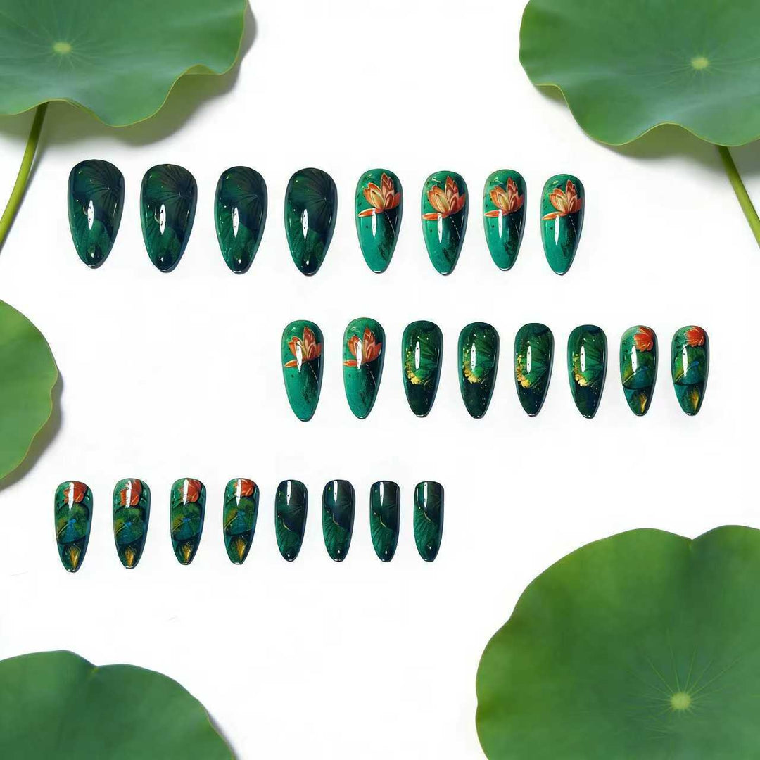 Artificial artificial nails with elegant water lily design Kalsten