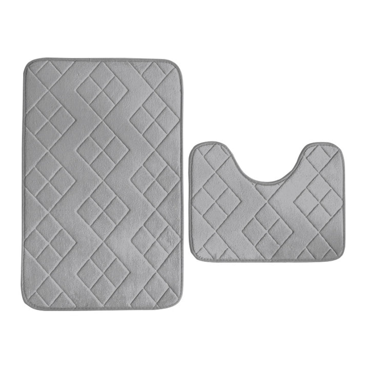 Luxurious Quilted Memory Foam Bath Mat Set Kalsten