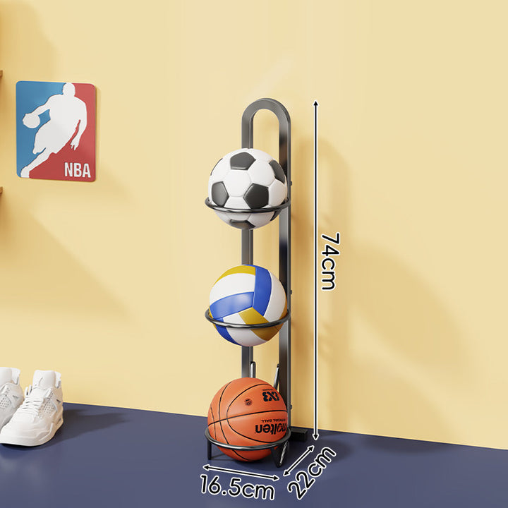 Multi-Tier Vertical Sports Ball Storage Rack with Wall-Mount Option