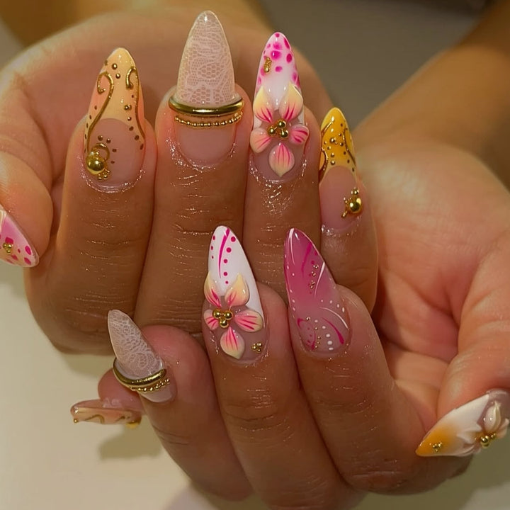 Elegant Floral Press-On Nail Art Collection