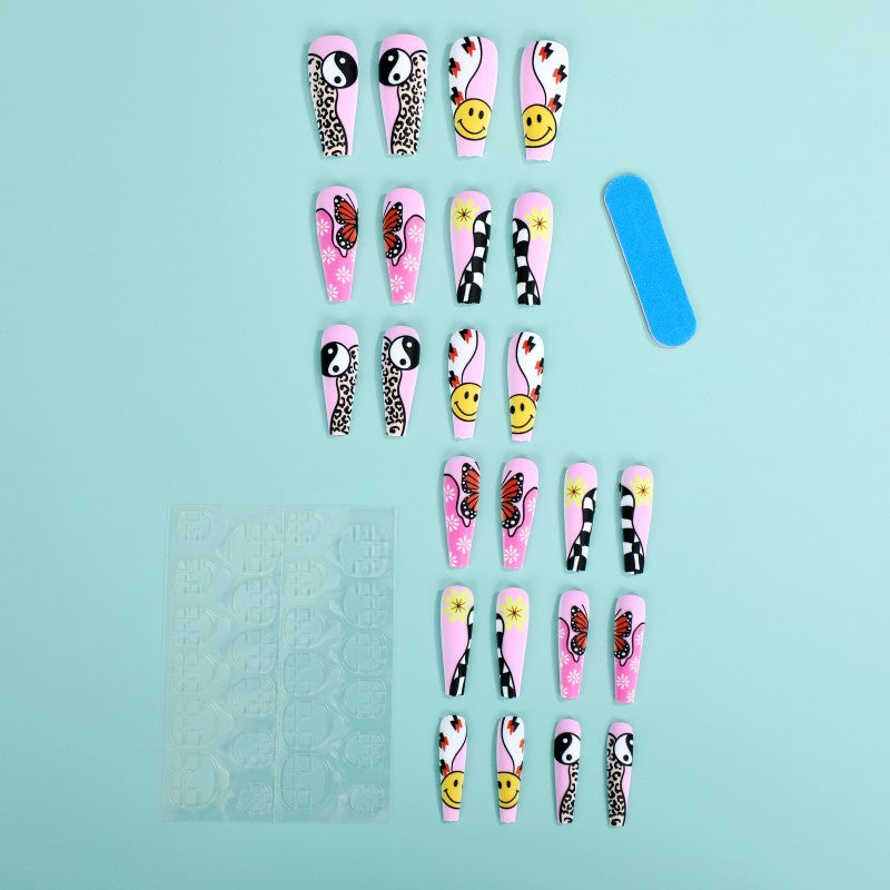 Artificial nails with colorful butterfly design Kalsten
