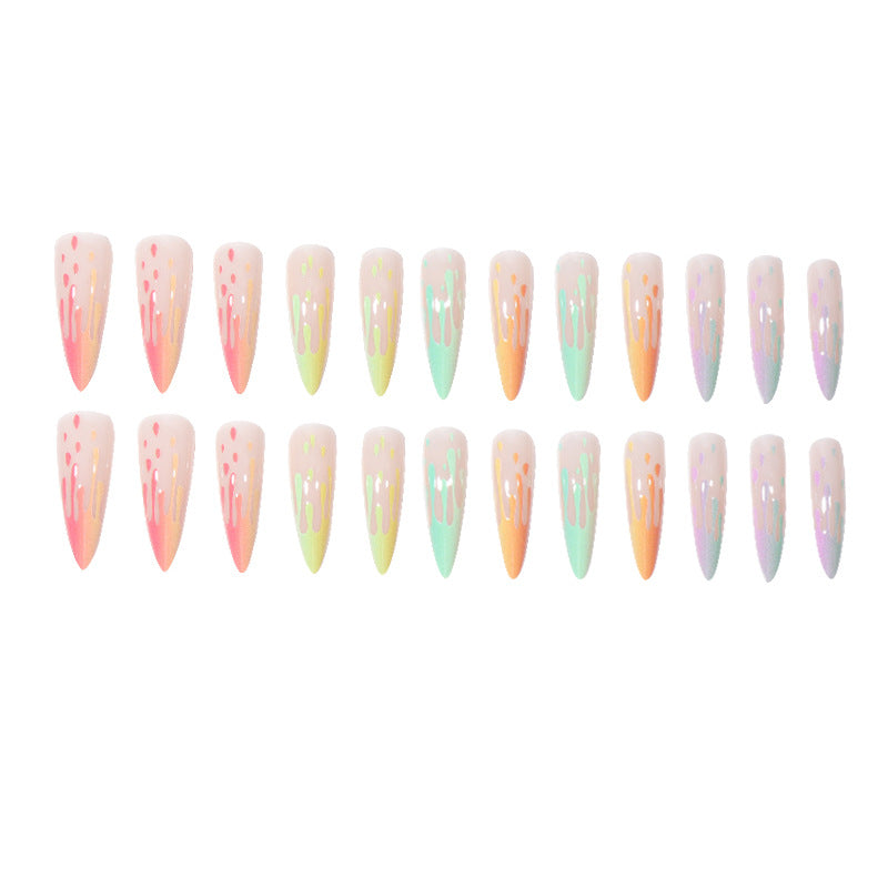 Artistic Drip-Effect Stiletto Press-On Nails Kalsten