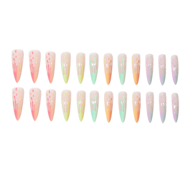 Artistic Drip-Effect Stiletto Press-On Nails Kalsten