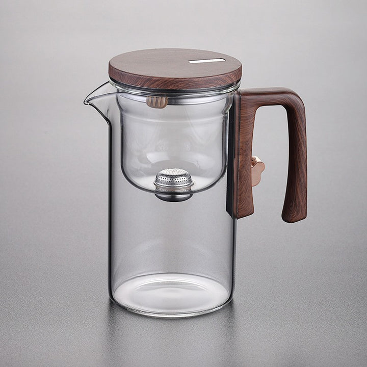 Artisan Glass Tea Set With Wooden Handle Pitcher And Serving Tray