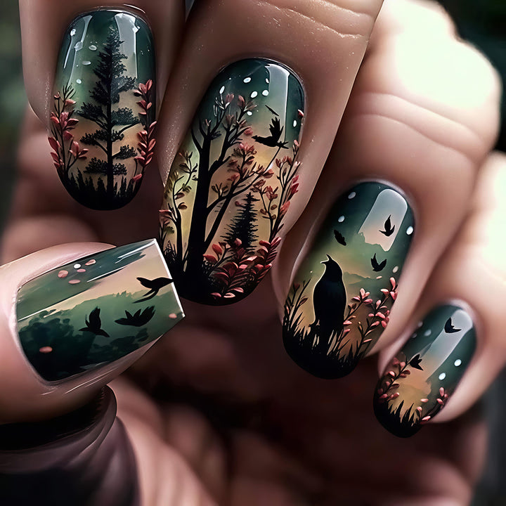 Creative Art Nails with Fascinating Forest and Mushroom Designs Kalsten