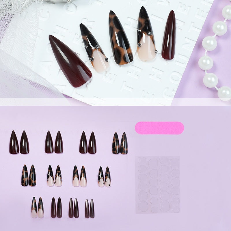 Acrylic nail set with luxurious leopard and elegant accents Kalsten