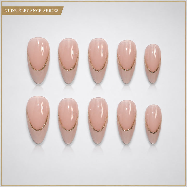 Elegant Artificial Nails with Gold Accents Kalsten