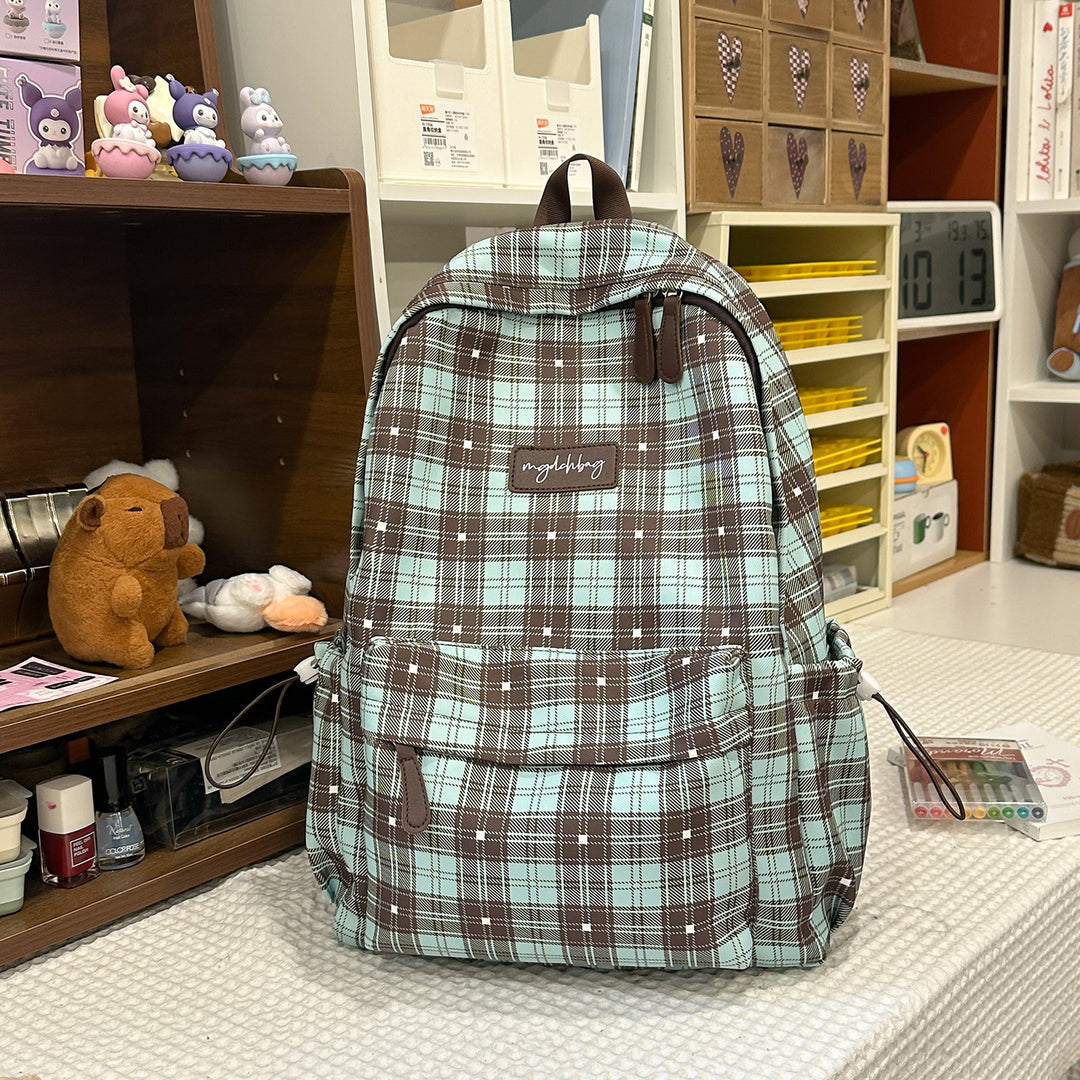 Trendy Plaid Pattern Backpack Kalsten