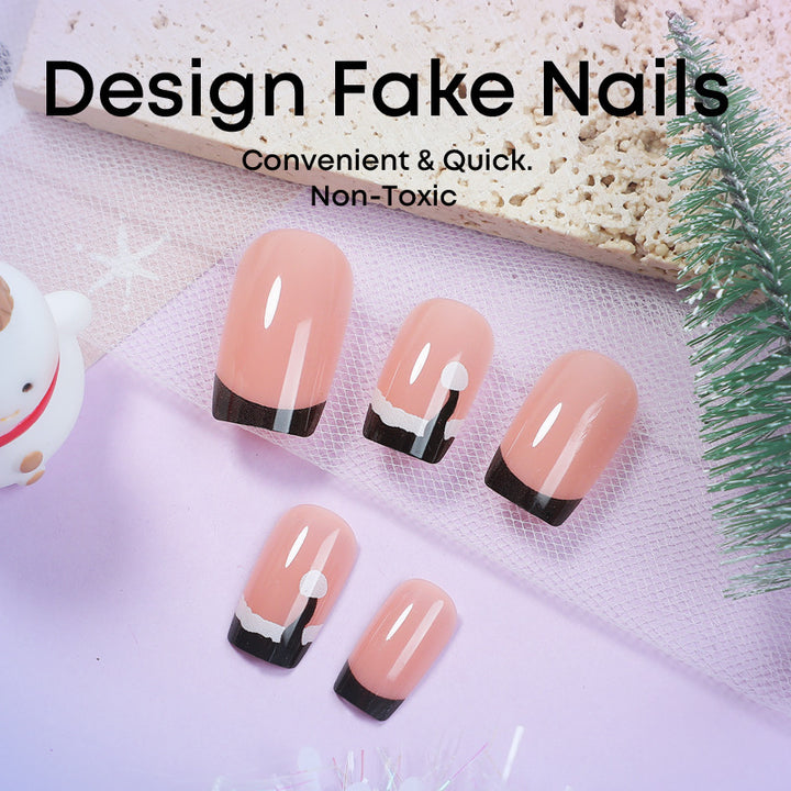 Art nail set with stylish French tip and elegant accents Kalsten