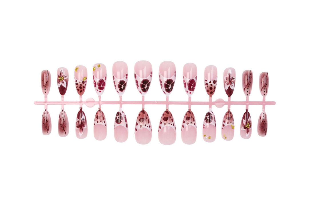 Acrylic nail set with floral and modern decorations Kalsten