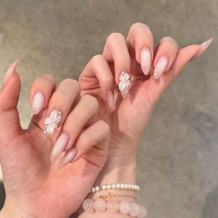 Premium Floral Embellished Stiletto Nail Set Kalsten