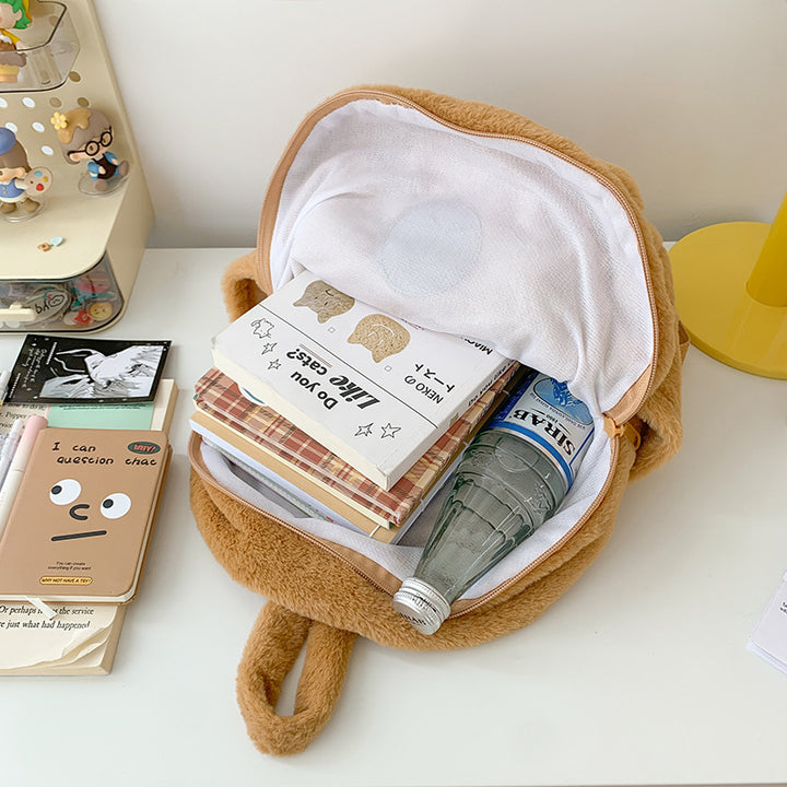 Plush backpack with animal motif and practical compartments Kalsten