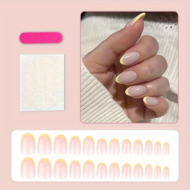 Artificial nail set with elegant French tips and creative accents Kalsten