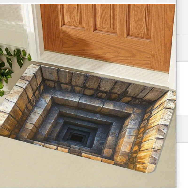 3D Brick Pattern Optical Illusion Bath Mat Kalsten