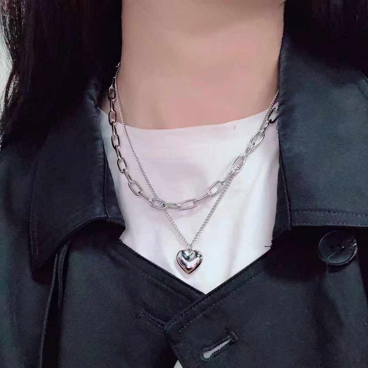 Heart Chain Layered Necklace Kalsten
