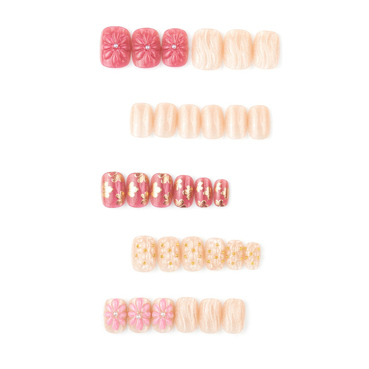 Floral Accent Artistic Press-On Nail Set Kalsten