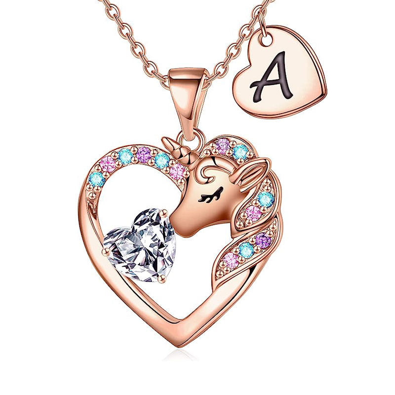 Unicorn-Themed Heart Pendant Necklace Kalsten