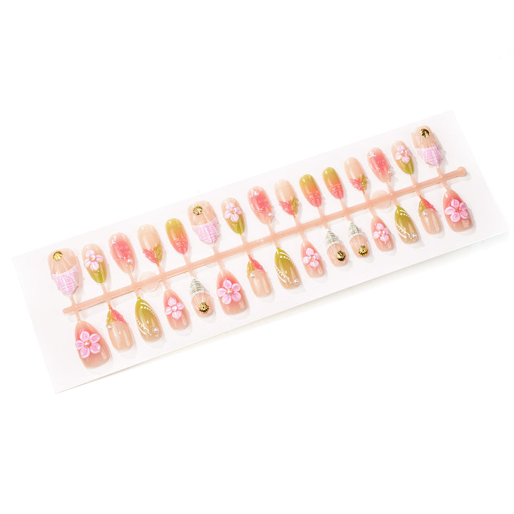 Decorative Floral-Embellished Press-On Nails