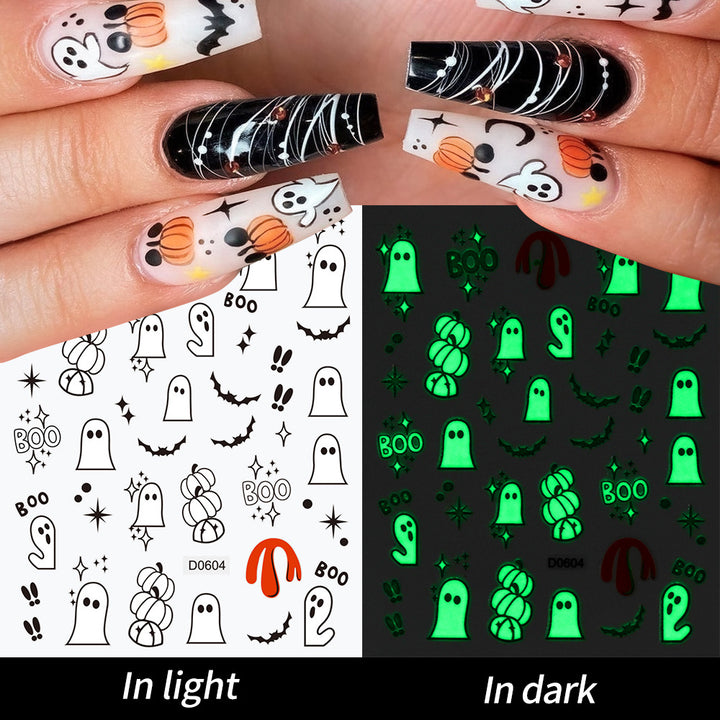 Glow-in-the-Dark Ghost Nail Art Sticker Set