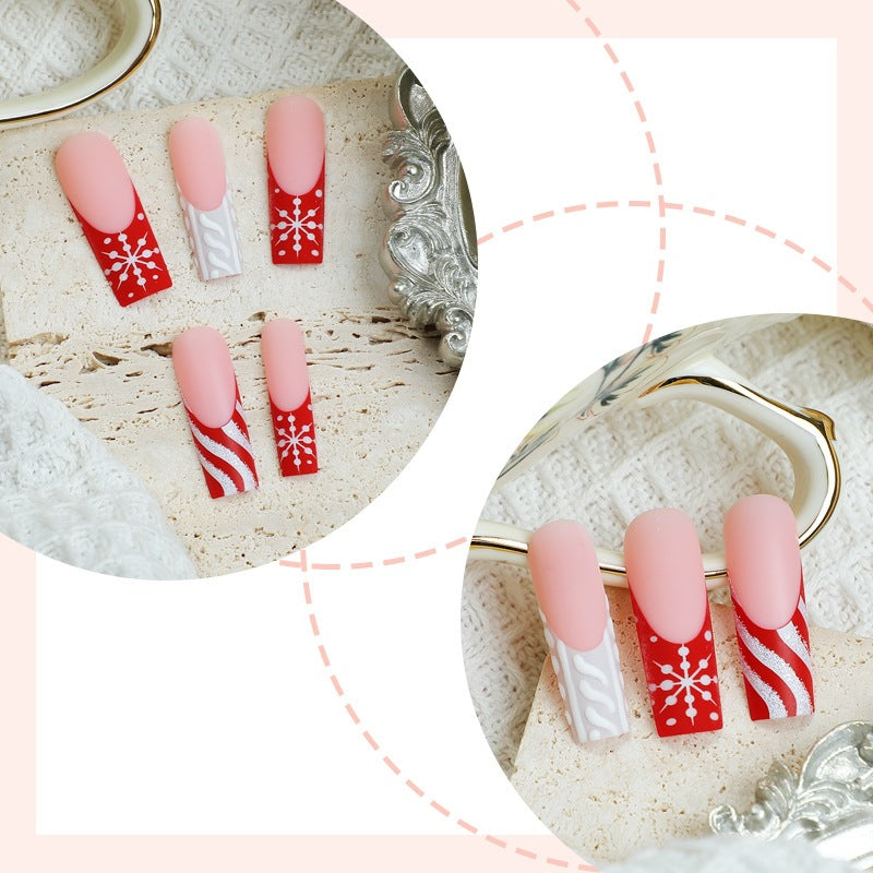 Artificial nail set for festive occasions with elegant winter motifs Kalsten