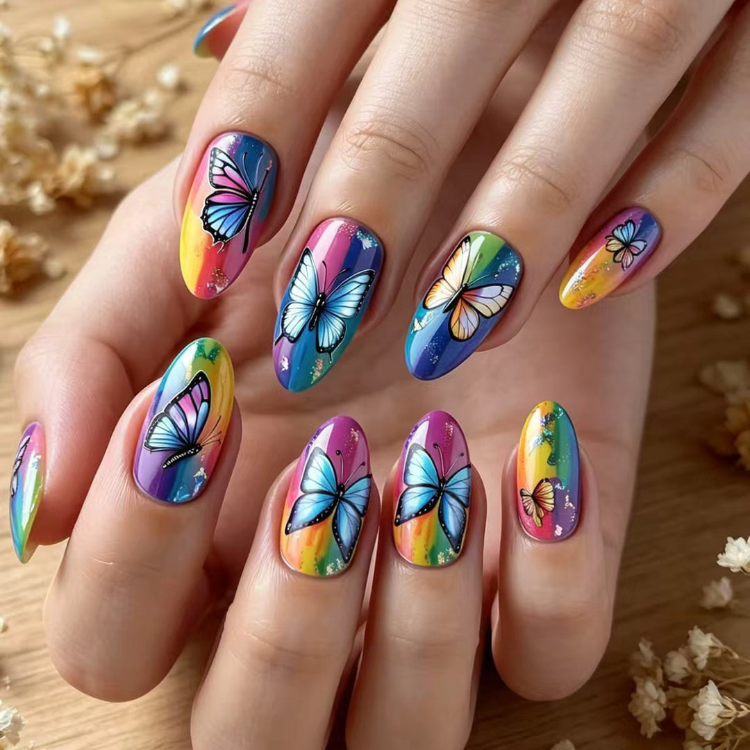 Butterfly-Inspired Vibrant Nail Art Kalsten