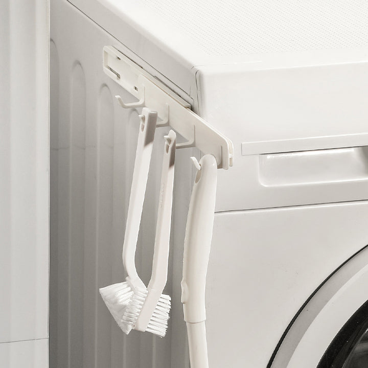 Wall hook strip with multiple rounded hooks and self-adhesive back