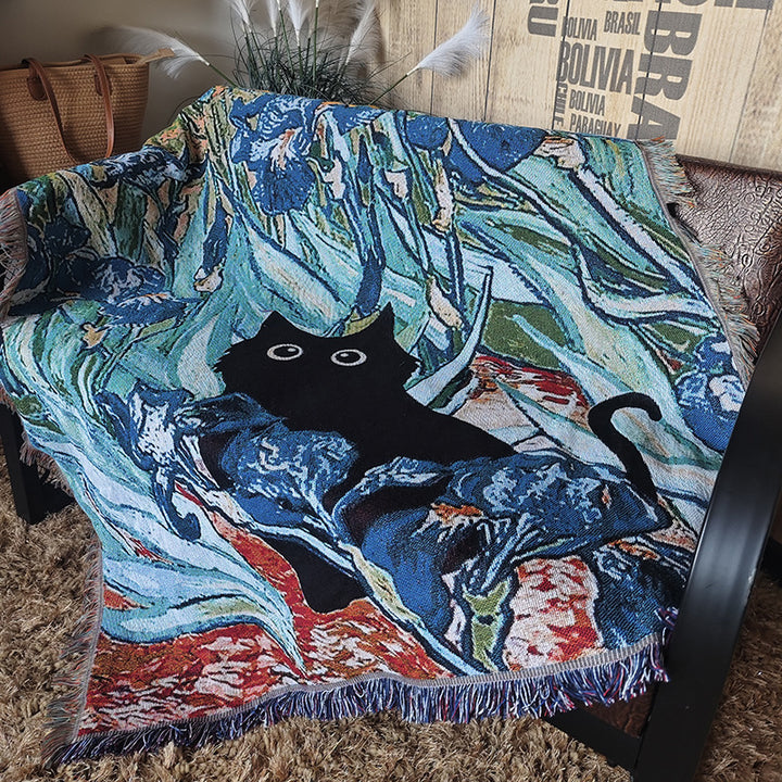 Artistic Cat-Themed Throw Blanket