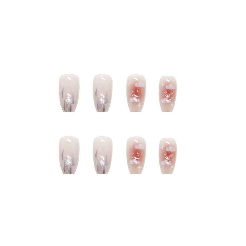 Cloud Print Acrylic Nail Extensions