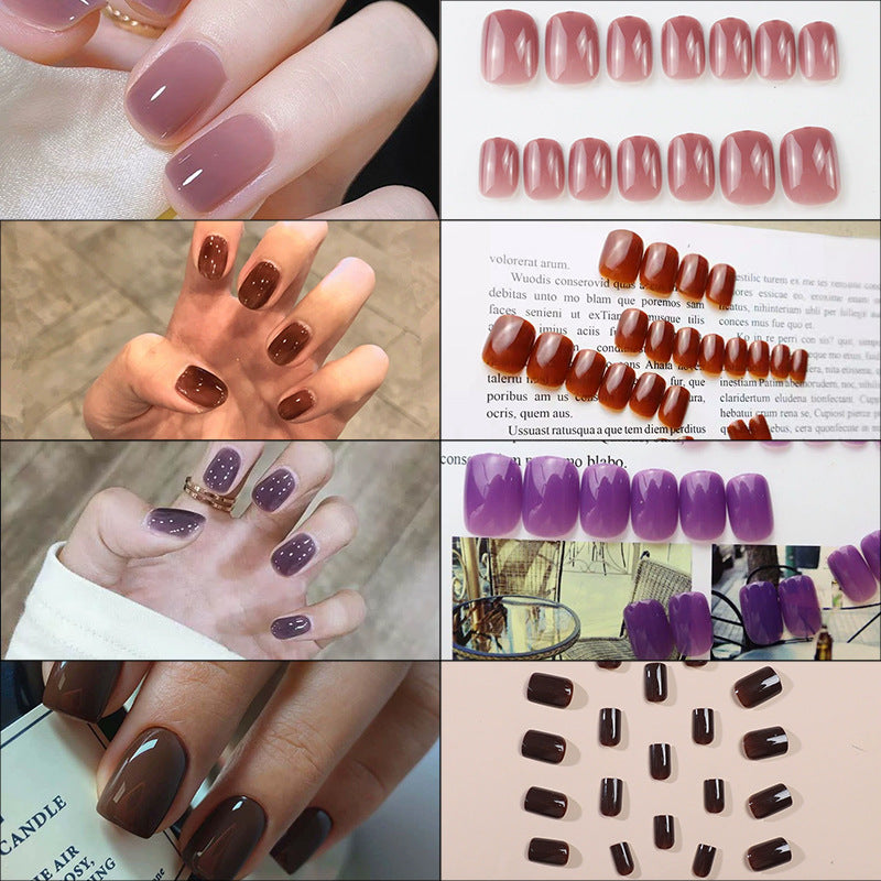 Glossy Natural Finish Press-On Nails Kalsten 1790727561