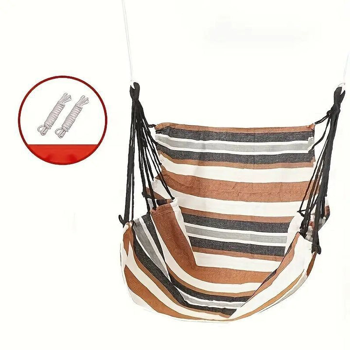 Hanging hammock chair with reinforced cotton canvas and integrated arm pockets Kalsten